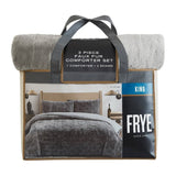 FRYE 3-Pc Faux Rabbit Fur Comforter Set - Basketweave 930 GSM Comforter & Shams