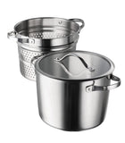 Tramontina 8-Quart Stainless Steel Multicooker with Pasta Insert – Tri-Ply Base Stock Pot with Glass Lid