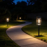 Lutec 4-pack 25 Lm Solar LED Pathway Lights - Aluminum Glass Frame Garden Lights