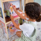 KidKraft 43" Pop-Up-N-Play Wooden Dollhouse, Fully Assembled with 51 Accessories