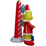 Dr. Seuss 7.5' Pre-Lit Grinch Airblown Inflatable with Max, Gifts & Animated Sign