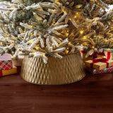 Member’s Mark Textured Antique Gold Metal Tree Collar, Christmas Tree Base Decor