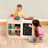 Battat Two N' One Wooden Kitchen Café with Dishes and Chalkboard, Toddler and Pr