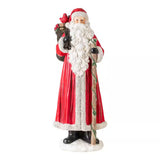 27.5" Hand-Painted MGO Santa Claus Porch Décor with Cardinal and Gift Sack