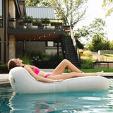 Big Joe Aura Drift Inflatable Pool Float Chaise w/ Pump Fabric Cover 400lb