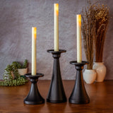 10-Pc Fusion Flameless LED Wax Candle Set Metal Holders Tapers, Pillars & Remote