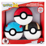3-Pack 6" Pokémon Squeaky Plush Dog Toys, Poké Ball, Great Ball & Ultra Ball