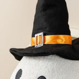 Glitzhome 62.25" Oversized Lighted Fabric Ghost Sitter with Witch Hat and Timer