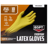 EQPT Everyday Reusable Latex Gloves, 10 Pairs, One Size, Reusable Cleaning Glove