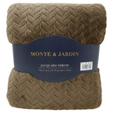 Monte & Jardin Jacquard Velvet Throw, 60" × 70", Braided Pattern 500 GSM Blanket