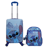 Stitch Kids Travel Luggage Set 2 Piece Spinner Suitcase Backpack Blue ABS Durabl