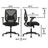 True Innovations Mesh Office Chair, Ergonomic Lumbar Adjustable Arms Mid Back 275lb