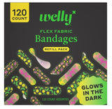 WELLY Glow-in-the-Dark Flex Fabric Bandage Tin & Refill Pack, 159 Count