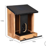 Evergreen Cedar Wood Solar Smart Bird Feeder w/ 1080p HD Camera