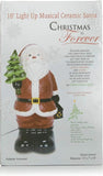 16” Tall Light-Up Musical Ceramic Santa Figurine with Christmas Tree Greeter