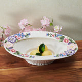 Fitz & Floyd Jardin 18" Floral Basketweave Ceramic Centerpiece & Serving Bowl