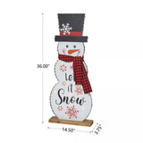 Glitzhome 36 in. H Wooden Christmas Snowman Porch Decor Lighted