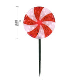 10" Peppermint LED Lawn Stakes Set 6-Pack with 180 Lights, Connect up to 20 Sets