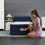 Sealy Air Mattress 18" Twin Air Mattress with Headboard & Built-In Electric Pump