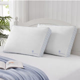 Tommy Bahama Haven Stripe Pillow 2-Pack – Medium-Firm Bed Pillows with 100% Cotton Cover