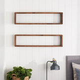 TRINITY 2 Pack 32"W x 4"D x 8"H Stackable Floating Box Knotty Alder Wood Shelves