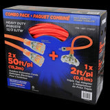 Prime 2-pack 50ft Extension Cord  Plus One 2ft Triple Tap Adapter