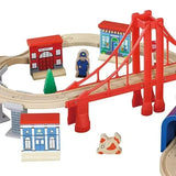 Maxim Enterprise Wooden Train Set with Bridge, Tunnels, Tracks & Trains, 60-Pc, 32" × 23"