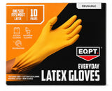 EQPT Everyday Reusable Latex Gloves, 10 Pairs, One Size, Reusable Cleaning Glove