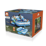 Ozark Trail Big 6-Person Inflatable Island Float, Lake Lounge with Cooler, Swim-Up Platform