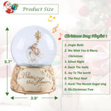 Christmas Music Snow Globe – Christmas Village Scene, Nativity, Holy Angel