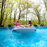 Big Joe Dryside Island Tandem 2-Person Inflatable Pool Float – Fabric Covered Floating Lounge with Air Pump
