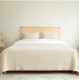 Avocado Herringbone 3-Piece Organic Cotton Coverlet Set with 2 Matching Shams