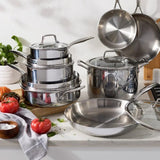 Henckels Legacy Tri-Ply Clad 12 Piece Stainless Steel Cookware Set, All Stovetop