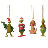 4-Pc Jim Shore The Grinch & Max Christmas Ornaments, Hand-Painted Holiday Decor