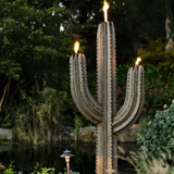 Desert Steel 5' Saguaro Garden Cactus Statue and Tiki Torch, 21”W x 60”H x 8”D