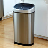 Nine Stars Stainless Steel Motion Sensor Trash Can Set, 50L and 8L Touchless Can