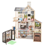 KidKraft 59” Tall Lakeview Villa Wooden Dollhouse & Greenhouse, 3+ Kids Playset