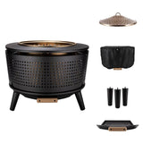 TIKI Brand 25" Celebration Smokeless Fire Pit with Cover, Wood & Pellet Burning