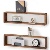 TRINITY 2 Pack 32"W x 4"D x 8"H Stackable Floating Box Knotty Alder Wood Shelves