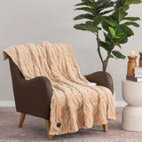 50" × 60" Berkshire Life Heated Faux Fur Throw – 4 Heat Settings, Reversible