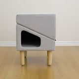 Catry Atwood Folding Pet Ramp with Condo, Convertible Pet Stool, Slope Cat Condo