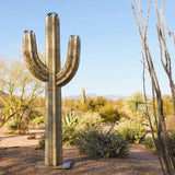 Desert Steel 5' Saguaro Garden Cactus Statue and Tiki Torch, 21”W x 60”H x 8”D