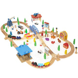 Maxim Enterprise 100-pc Wooden Train Set with Tracks, Trains, Crane & Vehicles