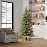 7 Ft Slim Linden Fir Christmas Tree Pre-Lit 400 Color Changing LED Lights Remote