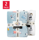 Peanuts VelvetLoft Plush Throw Blanket 2-Pack, 60" x 70" 350 GSM Soft Polyester Throws