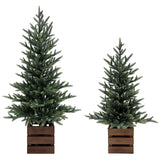 CG Hunter 4' and 3' Pre-Lit Pine Trees with 190 Total Warm White LED Lights
