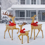 3-Piece 76"/66"/48" Gold Deer Family with 764 LED Twinkle Lights, Plug-In