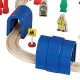 Maxim Enterprise Wooden Train Set with Bridge, Tunnels, Tracks & Trains, 60-Pc, 32" × 23"