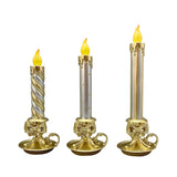 Pre-Lit Nostalgic Candlestick Décor with Flickering LED Flames & Timer, Set of 3