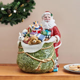 Fitz Floyd St Nicholas Santa Cookie Jar, Ceramic Christmas Holiday 6 Qt Canister